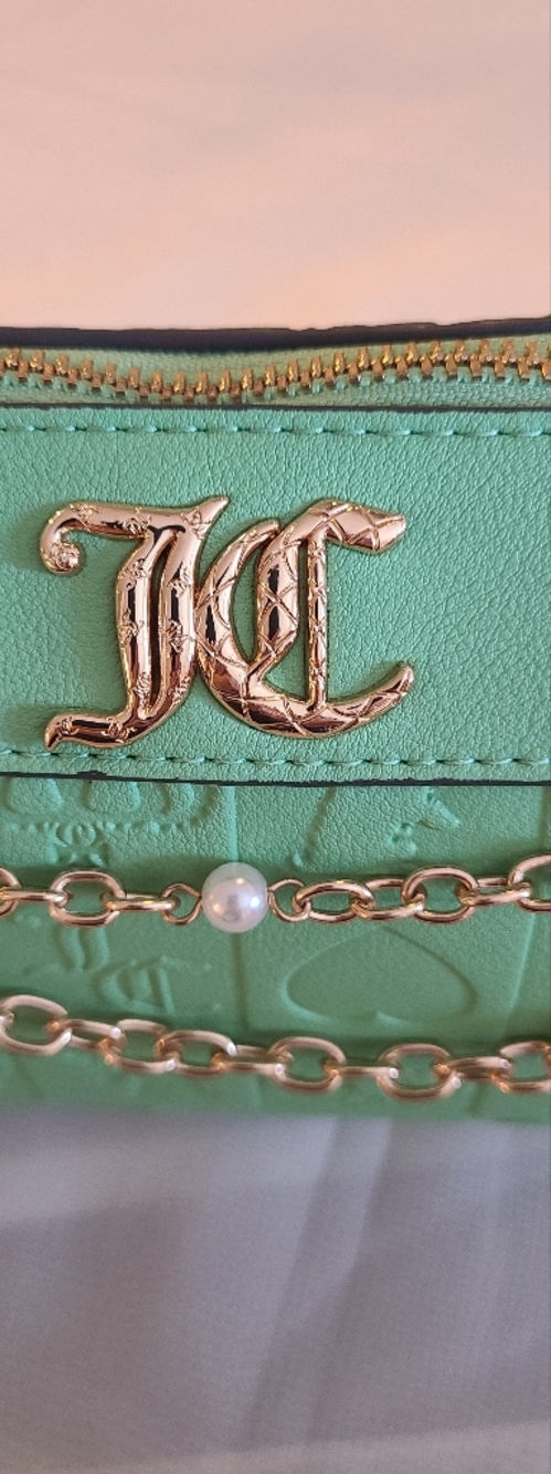 NWOT Juicy Couture Embossed Mint Green Shoulder Bag with Gold Chain - Picture 10 of 15